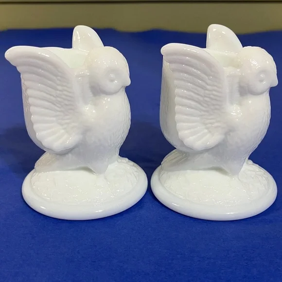Westmoreland White Milk Glass Owl Candle Holders - Picture 8 of 9